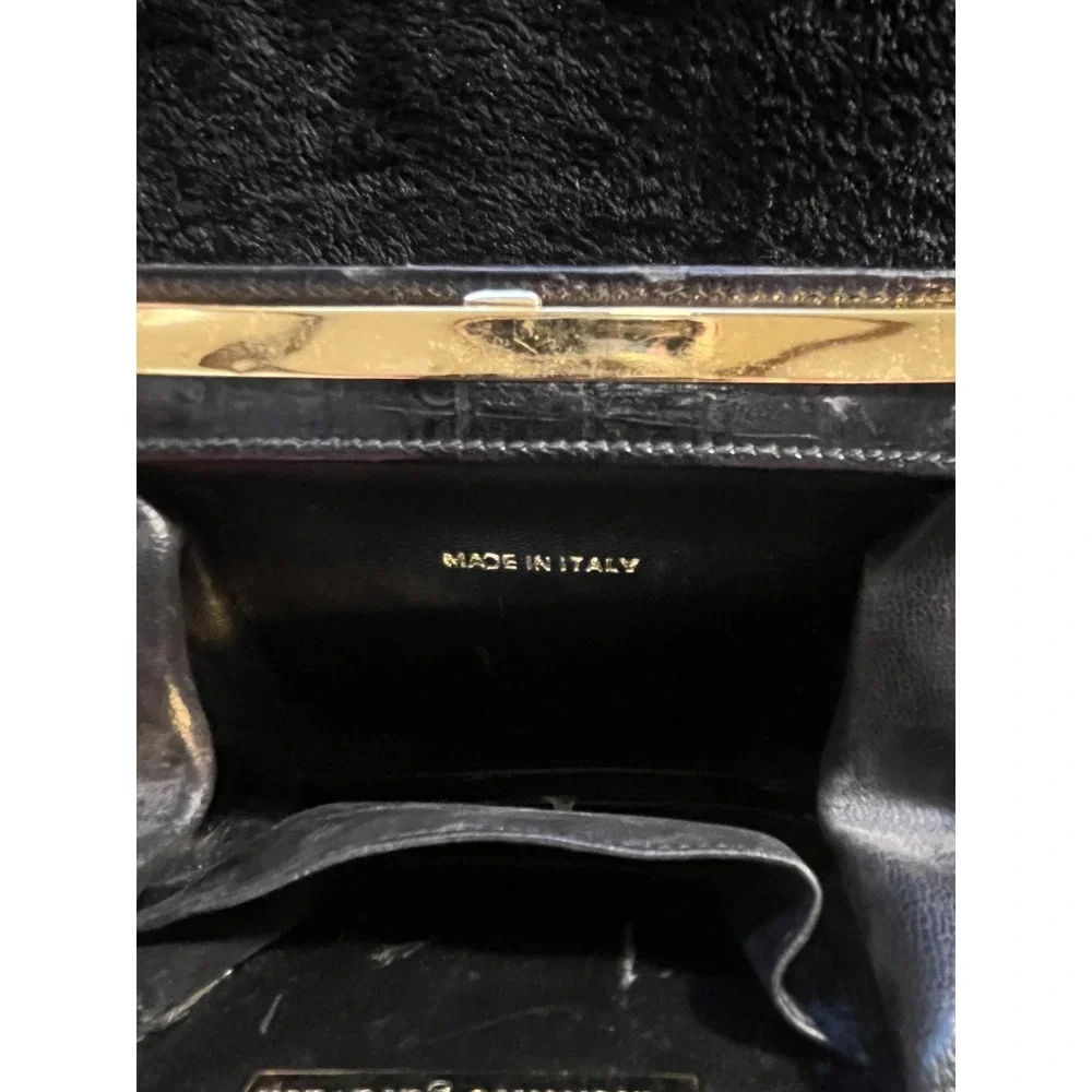 Vintage VALENTINO Garavani Black Leather Alligator Embossed Mini Purse RARE! - Picture 6 of 10